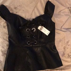 A BCBGMaxAzria corset leather